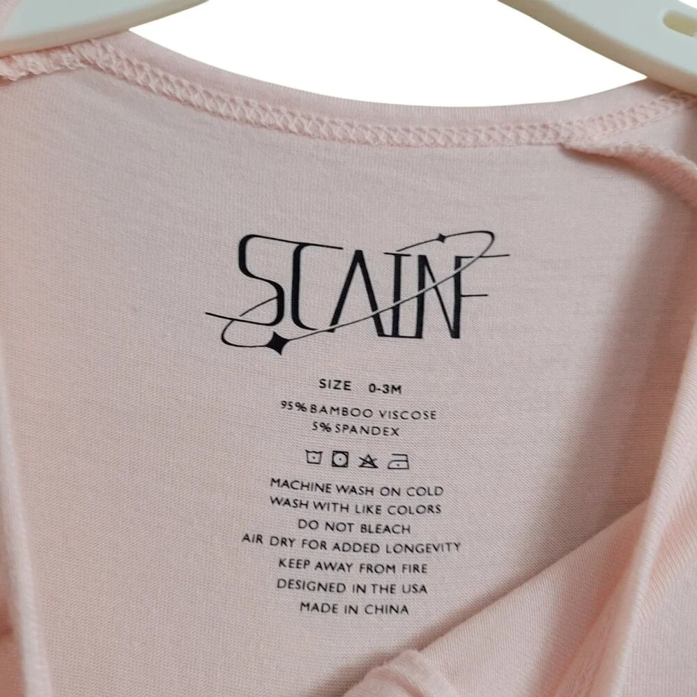 SCAINF Bamboo 0-3 Mo Baby Girl Light Pink Zippy‎ Pajamas Solid Sleeper Zipper